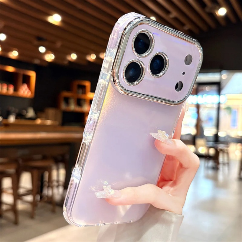 Camera Lens Protector - iPhone 18、16、17 Pro Max、15、14 Plus、13対応。きらめくレーザーオーロラレンズ、キャンディカラーの光沢仕上げのスマートフォンケース。カメラ保護機能付きの背面カバー。