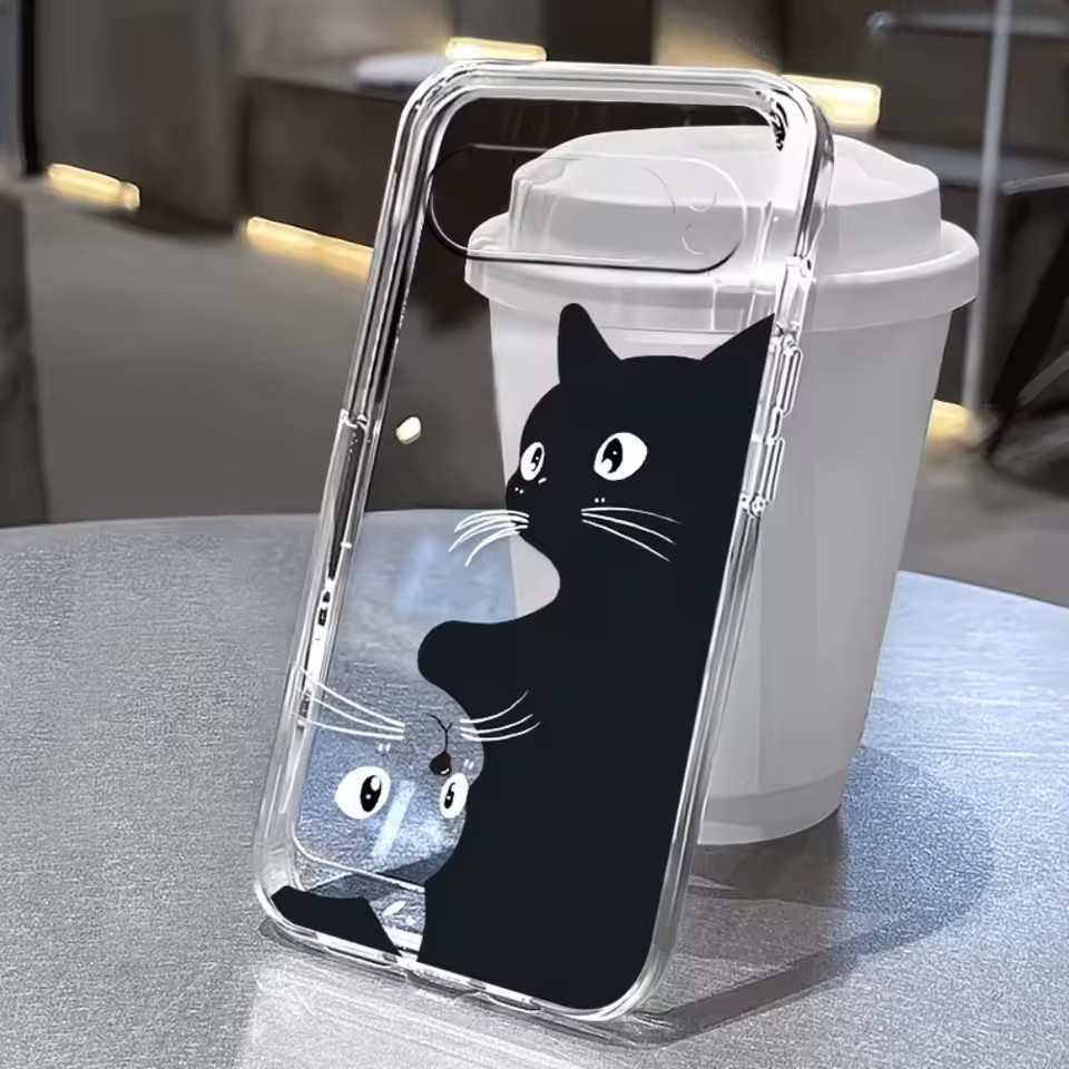 ホットカワイイカートゥーンブラックキャット柄クリアソフトケー - Google Pixel 9 のレビューと価格