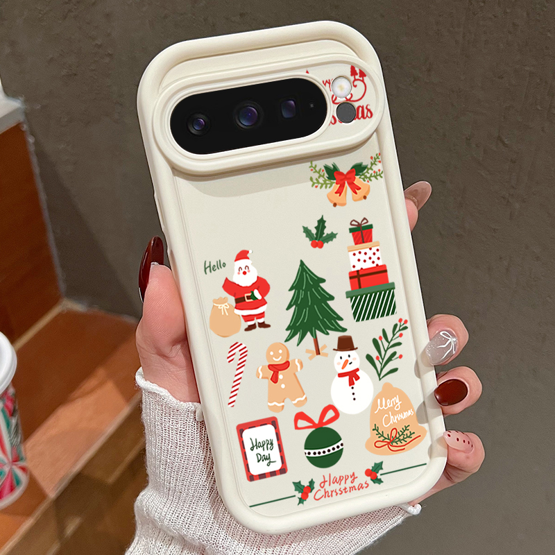 ハッピークリスマス柄 ソフトTPUスマホケース Google - Google Pixel 9 のレビューと価格