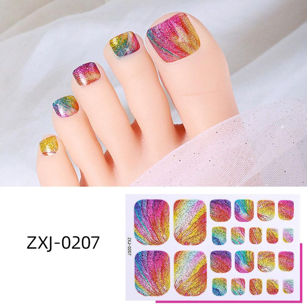 虹色グリッターカラー自己粘着ジェルステッカー足の爪用防水長持 - Full Cover Adhesive のレビューと価格
